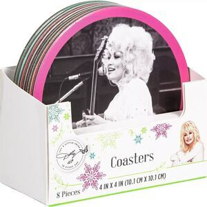 Dolly Parton Christmas Cheer Round Paper Coasters 4in 8 Count Party Favors